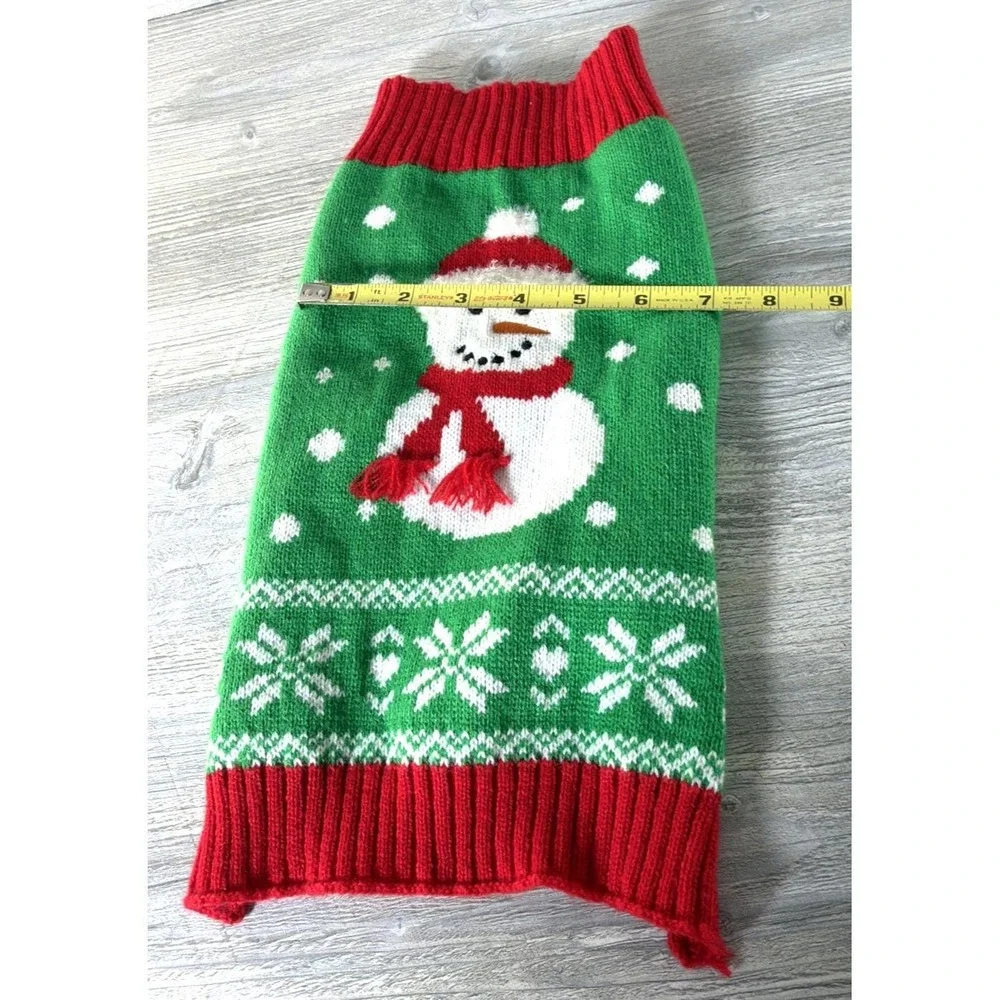 Simply Dog Snowman Snowflakes Christmas Holiday Dog Sweater Red White Medium New